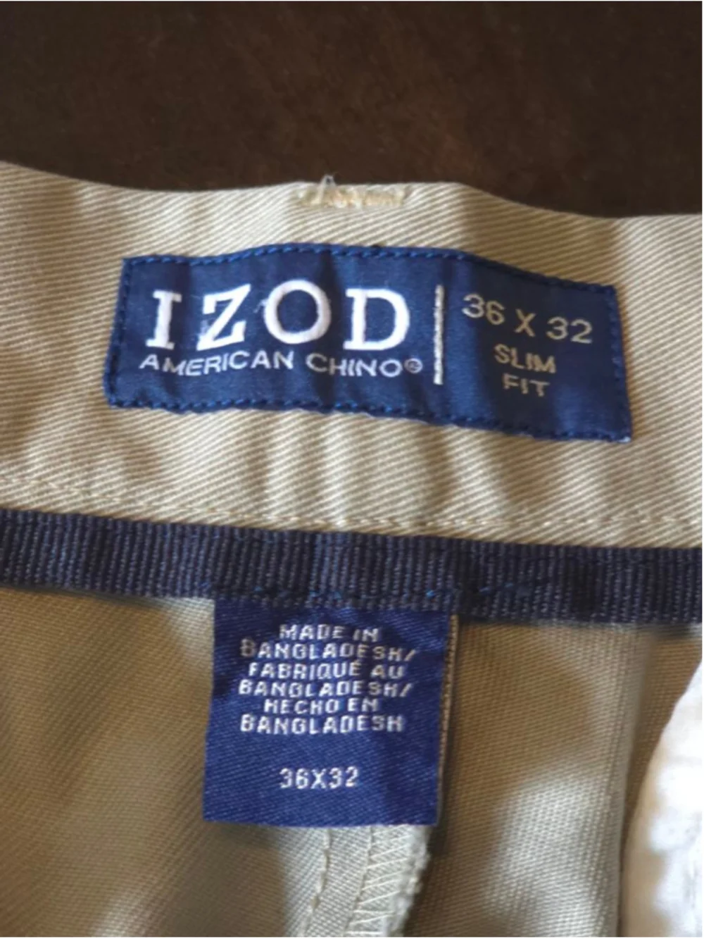 Men's IZOD Beige American Chino Beige Khakis Relaxed Slim Fit Pants Waist 36x32